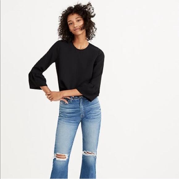 Madewell Tops - Madewell Black Bell Sleeves Top Size XS